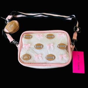 NWT Betsey Johnson Football Season Pink/ Clear Crossbody Bag